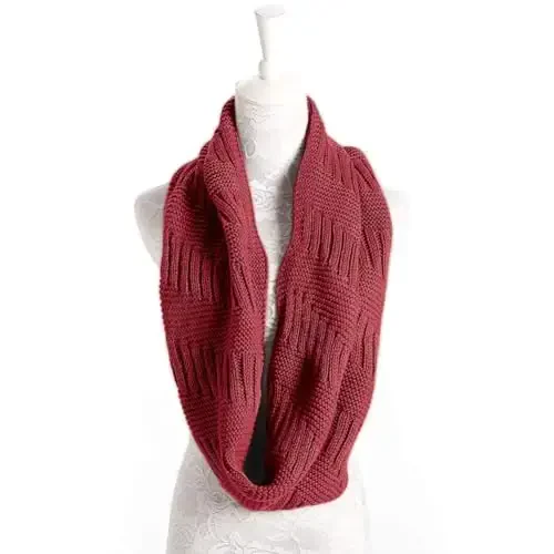 Marte&Joven Thick Warm Women Infinity Scarf White Fashion Knit Winter Circle Loop Scarves - Modazone (1)