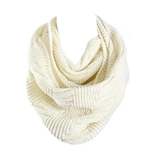 Marte&Joven Thick Warm Women Infinity Scarf White Fashion Knit Winter Circle Loop Scarves - 1