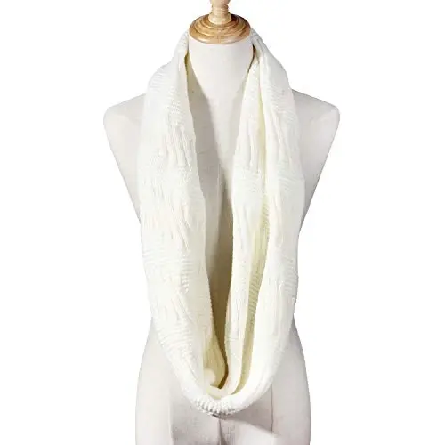 Marte&Joven Thick Warm Women Infinity Scarf White Fashion Knit Winter Circle Loop Scarves - 2