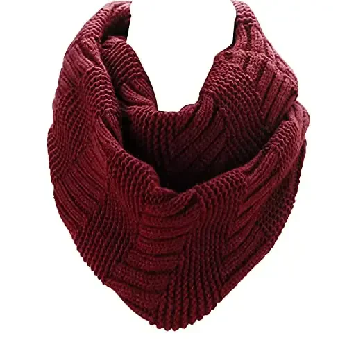 Marte&Joven Thick Warm Women Infinity Scarf White Fashion Knit Winter Circle Loop Scarves 