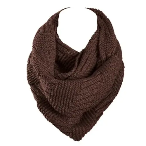 Marte&Joven Thick Warm Women Infinity Scarf White Fashion Knit Winter Circle Loop Scarves - 1