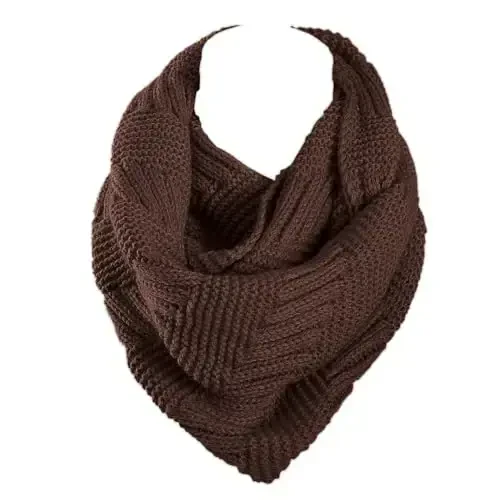 Marte&Joven Thick Warm Women Infinity Scarf White Fashion Knit Winter Circle Loop Scarves - Marte&Joven