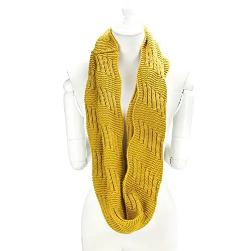 Marte&Joven Thick Warm Women Infinity Scarf White Fashion Knit Winter Circle Loop Scarves - 2