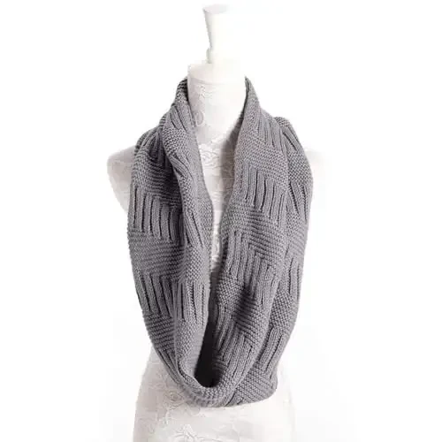 Marte&Joven Thick Warm Women Infinity Scarf White Fashion Knit Winter Circle Loop Scarves - 2