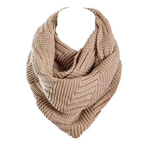 Marte&Joven Thick Warm Women Infinity Scarf White Fashion Knit Winter Circle Loop Scarves - Marte&Joven