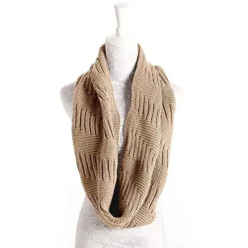 Marte&Joven Thick Warm Women Infinity Scarf White Fashion Knit Winter Circle Loop Scarves - Marte&Joven (1)