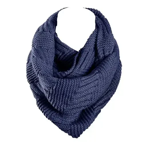 Marte&Joven Thick Warm Women Infinity Scarf White Fashion Knit Winter Circle Loop Scarves - Marte&Joven