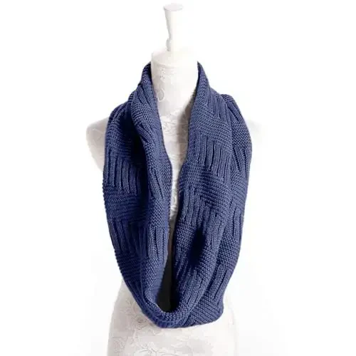Marte&Joven Thick Warm Women Infinity Scarf White Fashion Knit Winter Circle Loop Scarves - Marte&Joven (1)