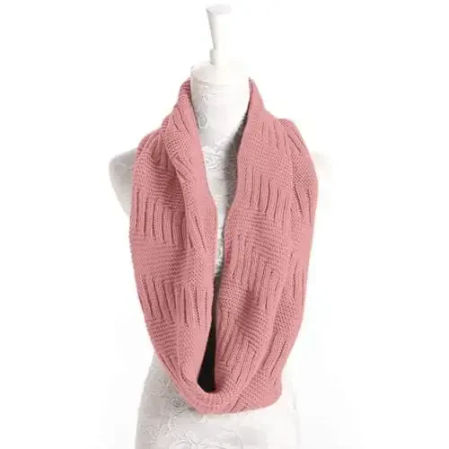 Marte&Joven Thick Warm Women Infinity Scarf White Fashion Knit Winter Circle Loop Scarves - Marte&Joven (1)