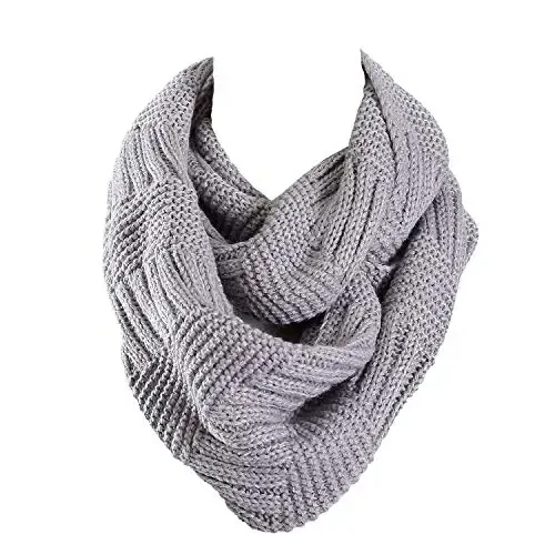 Marte&Joven Thick Warm Women Infinity Scarf White Fashion Knit Winter Circle Loop Scarves - 1