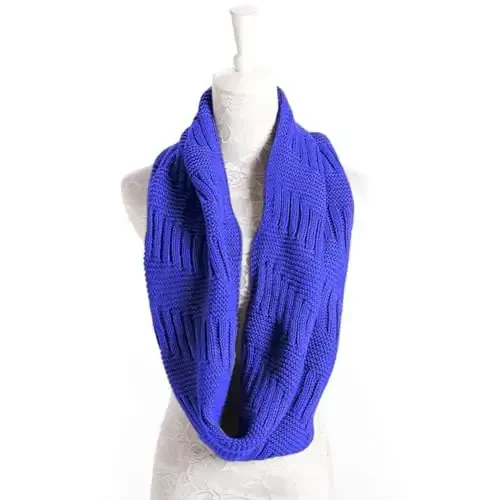 Marte&Joven Thick Warm Women Infinity Scarf White Fashion Knit Winter Circle Loop Scarves - 2