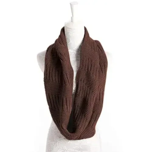 Marte&Joven Thick Warm Women Infinity Scarf White Fashion Knit Winter Circle Loop Scarves - 2