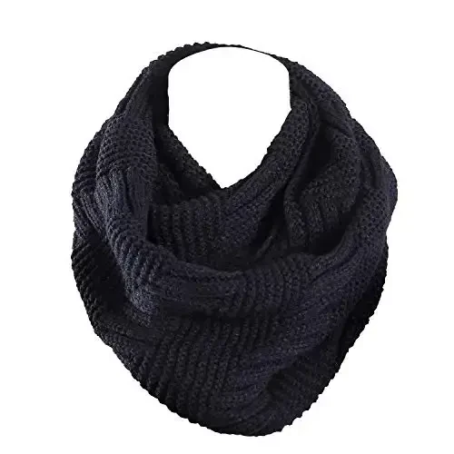 Marte&Joven Thick Warm Women Infinity Scarf White Fashion Knit Winter Circle Loop Scarves - 1