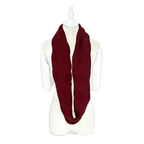 Marte&Joven Thick Warm Women Infinity Scarf White Fashion Knit Winter Circle Loop Scarves - 2