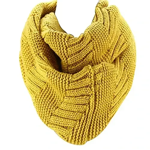 Marte&Joven Thick Warm Women Infinity Scarf White Fashion Knit Winter Circle Loop Scarves - 1