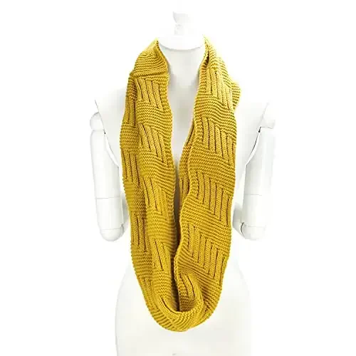 Marte&Joven Thick Warm Women Infinity Scarf White Fashion Knit Winter Circle Loop Scarves - 2