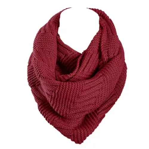 Marte&Joven Thick Warm Women Infinity Scarf White Fashion Knit Winter Circle Loop Scarves - Modazone