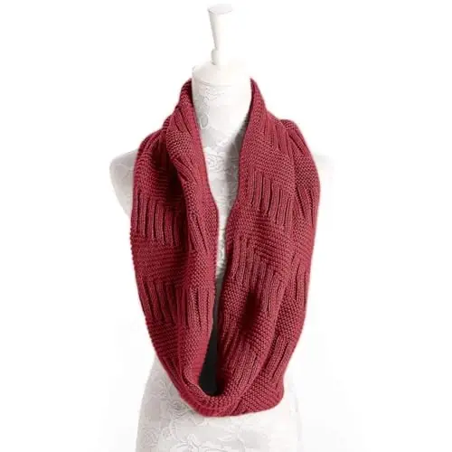 Marte&Joven Thick Warm Women Infinity Scarf White Fashion Knit Winter Circle Loop Scarves - Modazone (1)