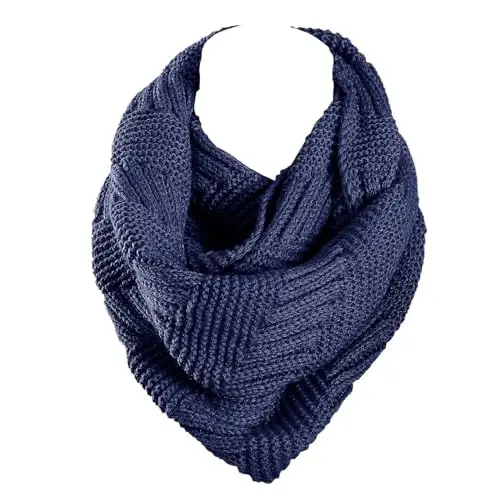 Marte&Joven Thick Warm Women Infinity Sharf Oq Fashion Trikotaj Qish Davra Halqa Sharflari - 1