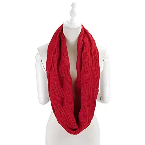 Marte&Joven Thick Warm Women Infinity Sharf Oq Fashion Trikotaj Qishki Doira Halqa Sharflar - 2