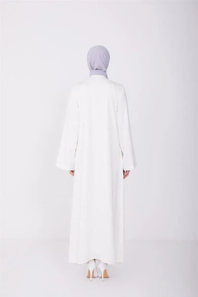 Marvaridlar bilan bezatilgan kostyumga o‘xshash ko‘ylak 23y9601 oq - 5