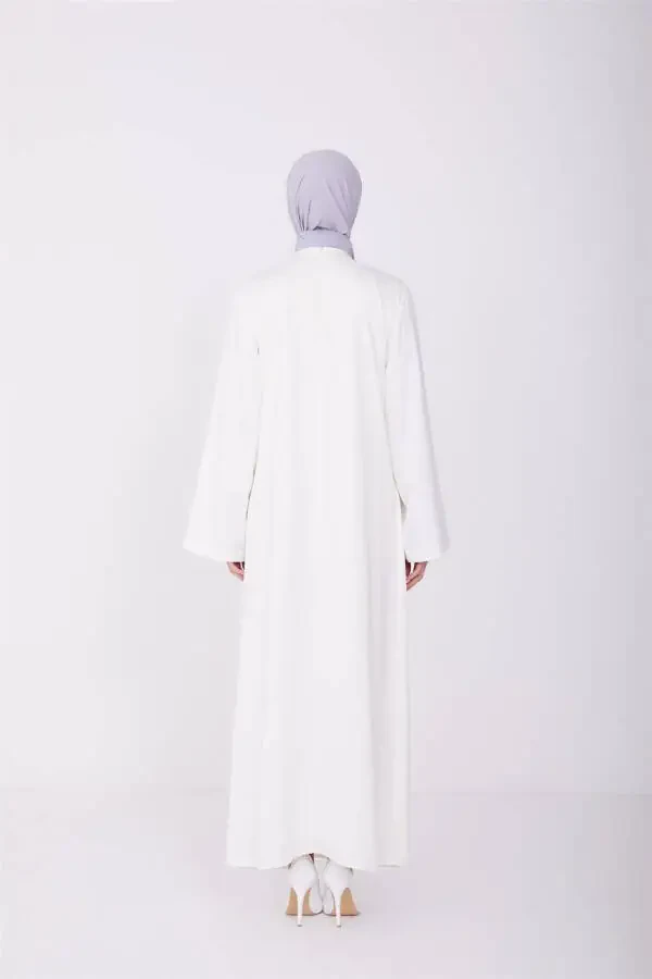 Marvaridlar bilan bezatilgan kostyumga o‘xshash ko‘ylak 23y9601 oq - 5