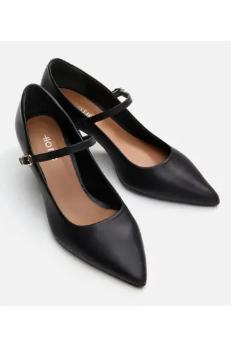 Mary Jane Genuine Leather Black Women's Chunky Heel - 3