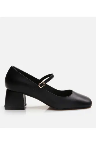 Mary Jane Genuine Leather Black Women's Chunky Heel - 1
