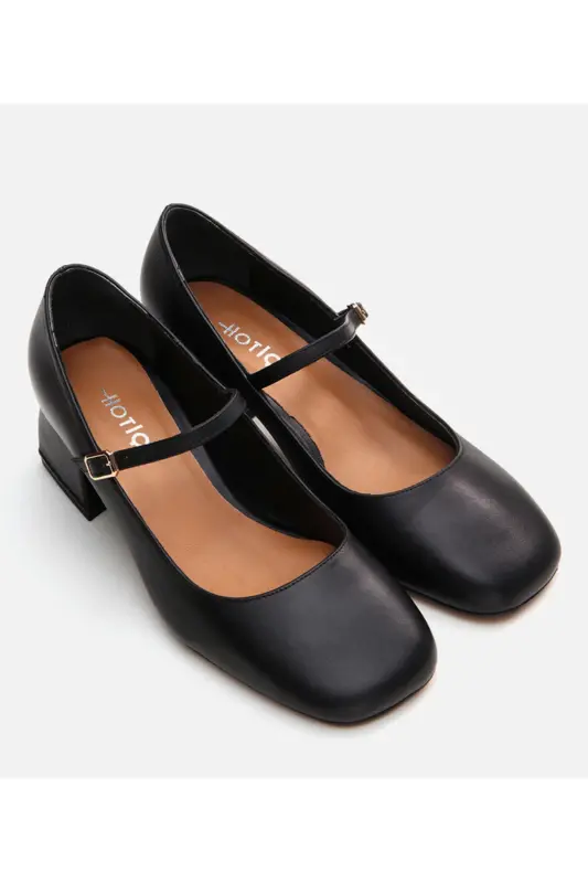 Mary Jane Genuine Leather Black Women's Chunky Heel - 2