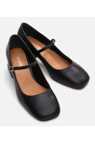 Mary Jane Genuine Leather Black Women's Chunky Heel - 3