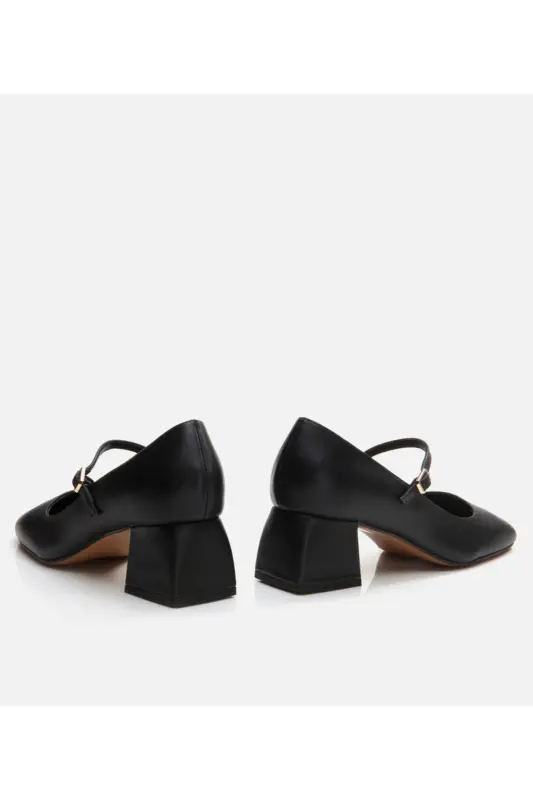 Mary Jane Genuine Leather Black Women's Chunky Heel - 12