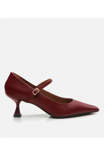 Mary Jane Genuine Leather Burgundy Women's Stiletto - 1