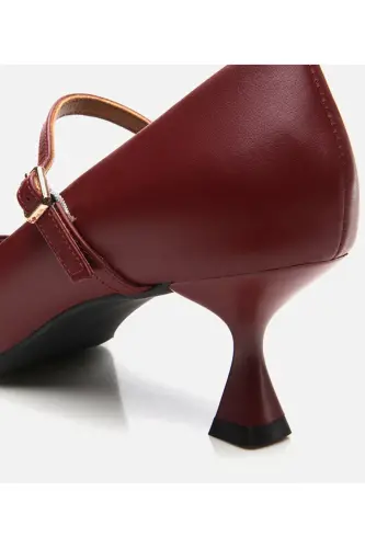 Mary Jane Genuine Leather Burgundy Women's Stiletto - 4
