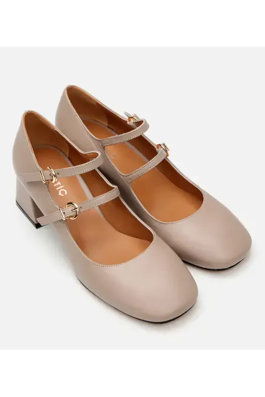 Mary Jane Genuine Leather Mink Women's Chunky Heel - 2