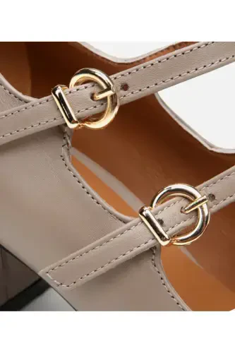 Mary Jane Genuine Leather Mink Women's Chunky Heel - 3