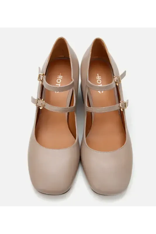 Mary Jane Genuine Leather Mink Women's Chunky Heel - 7