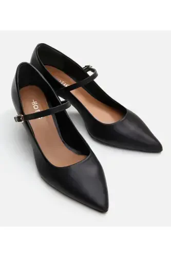 Kadın Deri Mary Jane Siyah Stiletto - 3