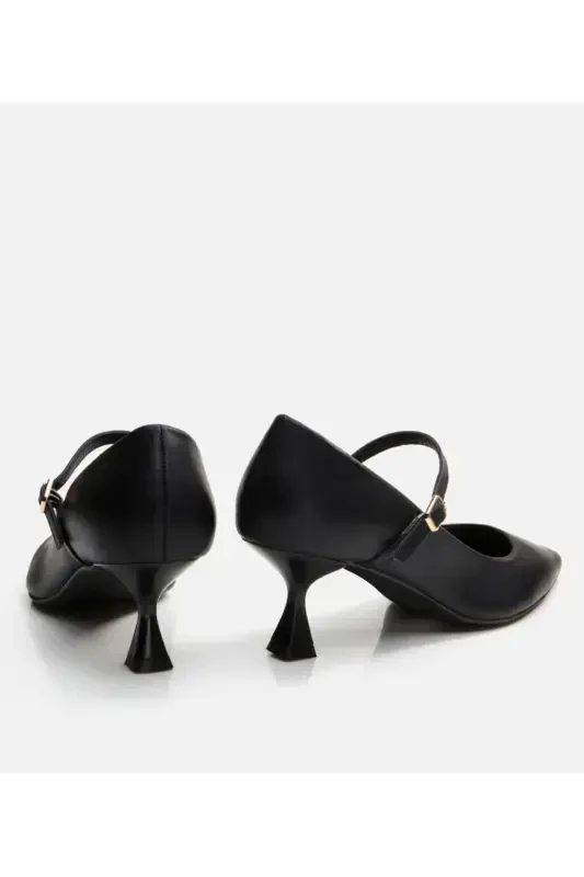 Kadın Deri Mary Jane Siyah Stiletto - 5