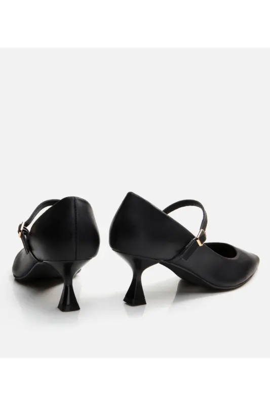Kadın Deri Mary Jane Siyah Stiletto - 5