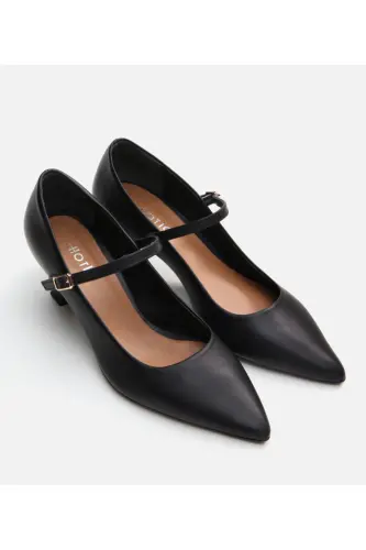 Kadın Deri Mary Jane Siyah Stiletto - SİYAH-BLACK - 2
