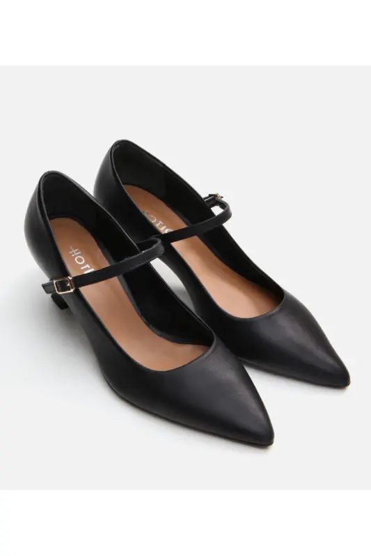 Kadın Deri Mary Jane Siyah Stiletto - SİYAH-BLACK - 2