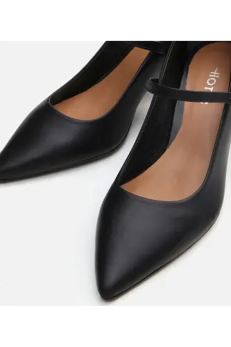 Kadın Deri Mary Jane Siyah Stiletto - SİYAH-BLACK - 4