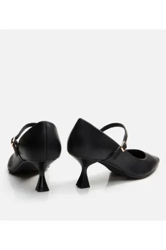 Kadın Deri Mary Jane Siyah Stiletto - SİYAH-BLACK - 5
