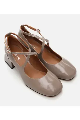 Kadın Deri Mary Jane Vizon Kalın Topuklu Ayakkabı - Hotiç (1)