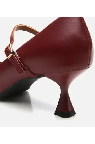 Mary Jane Haqiqiy Charm Bordo Ayollar Stiletto - 4