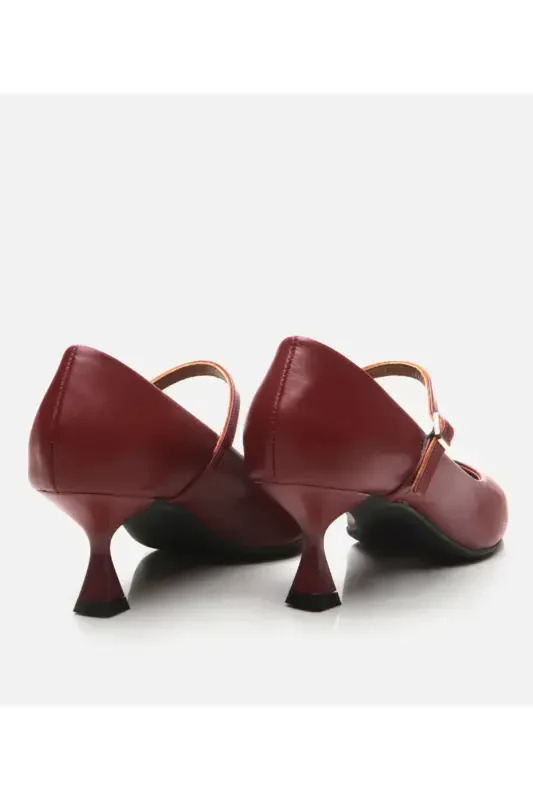Mary Jane Haqiqiy Charm Bordo Ayollar Stiletto - 5