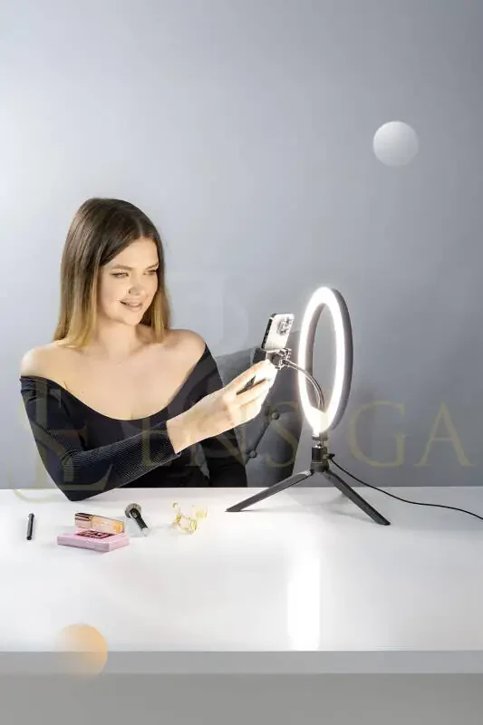 Masa Ayaklı 10 Inç Led Ring Lıght Influencer Youtuber Tiktok Telefon Tutucu Makyaj Işığı-MASA AYAKLI 10 - 4
