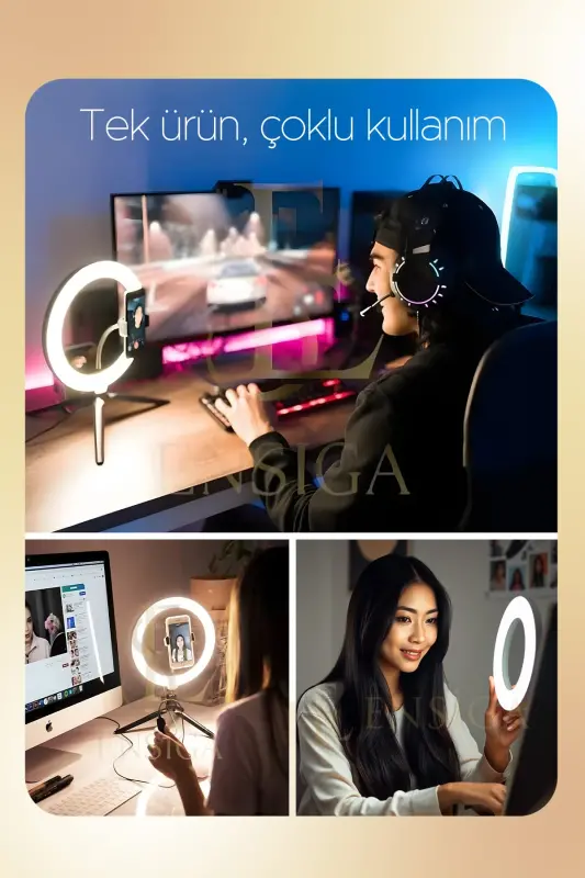 Masa Ayaklı 10 Inç Led Ring Lıght Influencer Youtuber Tiktok Telefon Tutucu Makyaj Işığı - MASA AYAKLI 10 - 5