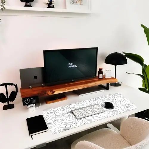 White Large Gaming Mouse Pad for Desk, Mat With Seamed Edges, Waterproof, Non-Slip Rubber Base, 31.5x11.8 Inch Keyboard Pad Computer Mat, Big XL Mousepad - 6