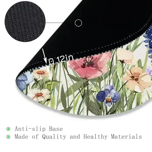 Gctriki Flowers Plants Mouse Pads for Desk,Cute Floral Small Round Mousepad with Stitched Edge Non-Slip Rubber Base,Comfortable Computer Mouse Pad for Laptop, Cute Office Desk Accessories Decor - 5
